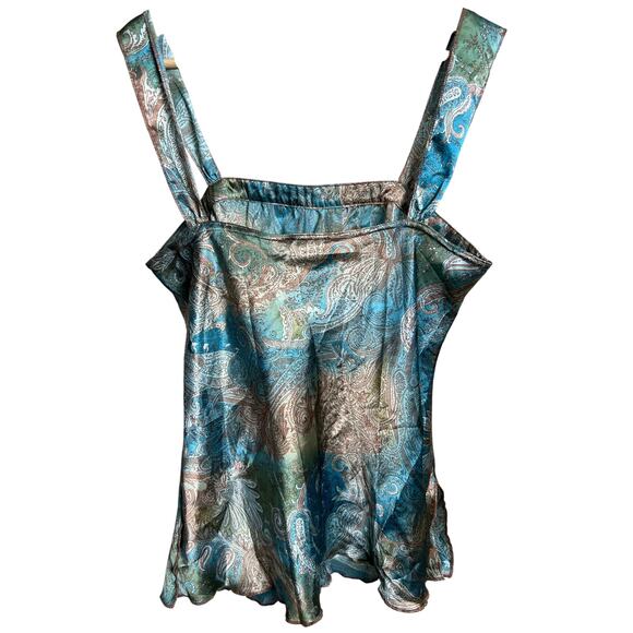 Self Esteem Women Paisley Satin Blue Top *Dimensions In Pictures* - Picture 2 of 5